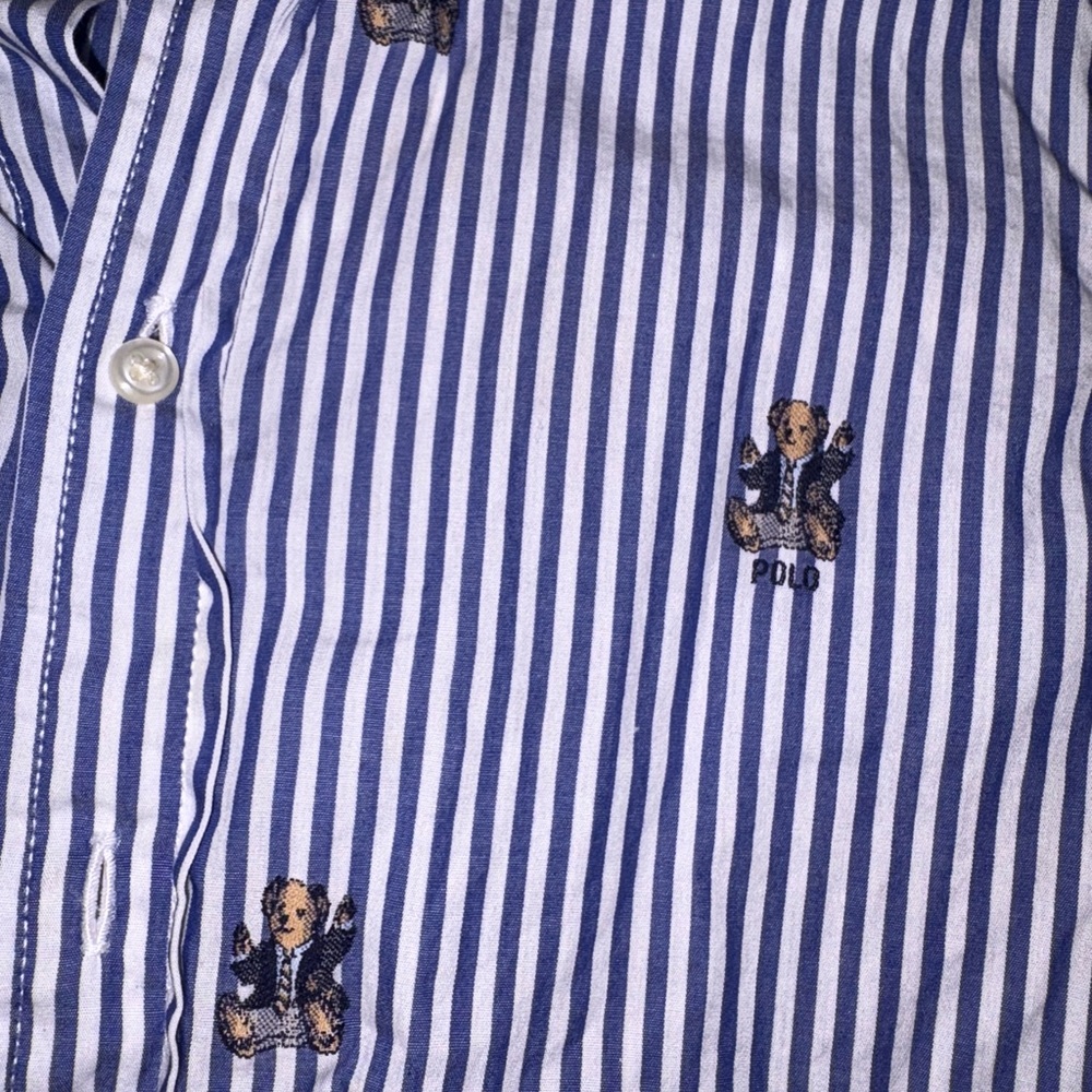 Ralph Lauren Blue and White Striped Kids Button Down Shirt